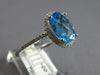 WIDE 3.11CT DIAMOND & AAA BLUE TOPAZ 14K WHITE GOLD OVAL & ROUND ENGAGEMENT RING
