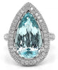 LARGE 7.63CT DIAMOND & AAA PARAIBA TOURMALINE 18KT WHITE GOLD 3D ENGAGEMENT RING