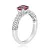 1.34CT DIAMOND & AAA PINK TOURMALINE 18K WHITE GOLD CUSHION & ROUND CLASSIC RING