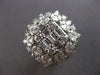 ESTATE EXTRA LARGE 5.50CT DIAMOND 18KT WHITE GOLD 3D FLOWER SQUARE COCKTAIL RING