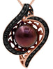 ESTATE .40CT BLACK DIAMOND & AAA BROWN PEARL 14KT ROSE GOLD FUN FLOATING PENDANT