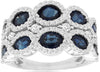 WIDE 4.0CT DIAMOND & AAA SAPPHIRE 14KT WHITE GOLD OVAL & ROUND ANNIVERSARY RING