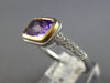 1.88CT DIAMOND & AAA AMETHYST 14K 2 TONE GOLD 3D CUSHION & ROUND FRIENDSHIP RING