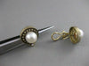 ANTIQUE 8MM SEA PEARL DIAMOND 14K YELLOW GOLD ROUND FILIGREE EARRINGS #17204