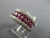 LARGE 2.0CT DIAMOND & AAA RUBY 14K WHITE GOLD CLASSIC MULTI ROW ANNIVERSARY RING