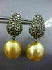 LARGE 2.65CT CHAMPAGNE DIAMOND & SOUTH SEA PEARL 18K BLACK GOLD HANGING EARRINGS