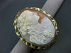 ANTIQUE LARGE 14K YELLOW & ROSE GOLD FLORAL LADY SHELL CAMEO PENDANT & PIN 22497