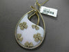 ANTIQUE LARGE 24CT DIAMOND & AGATE 18KT YELLOW GOLD FLORAL FLOATING DROP PENDANT