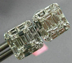 ESTATE .91CT DIAMOND 18KT WHITE GOLD 3D CLASSIC INVISIBLE SQUARE STUD EARRINGS