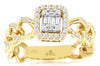 .35CT DIAMOND 14K YELLOW GOLD 3D ROUND & BAGUETTE CLUSTER SQUARE FRIENDSHIP RING