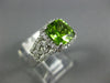 LARGE 2.45CT DIAMOND & AAA PERIDOT 14K WHITE GOLD CUSHION HALO FILIGREE FUN RING