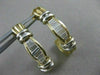 ESTATE .65CTW CHANNEL DIAMOND HUGGIES 14K WHITE YELLOW GOLD EARRINGS 23MM #18661