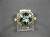 ESTATE WIDE 2.08CT DIAMOND & AAA AQUAMARINE 14K ROSE GOLD SQUARE ENGAGEMENT RING