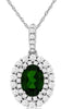 1.34CT DIAMOND & AAA RUSSALITE 14K WHITE GOLD OVAL & ROUND HALO FLOATING PENDANT