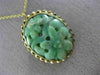 ANTIQUE AAA JADE 14KT YELLOW GOLD 3D HANDCRAFTED OVAL FLOWER FILIGREE PIN BROOCH