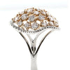 LARGE 3.54CT WHITE & PINK DIAMOND 18K WHITE & ROSE GOLD CLUSTER FLOWER LOVE RING