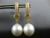 .49CT DIAMOND & SOUTH SEA PEARL 18KT YELLOW GOLD ETOILE HUGGIE HANGING EARRINGS