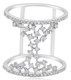 ESTATE WIDE .56CT DIAMOND 14KT WHITE GOLD 3D CLUSTER FLORAL FUN RING
