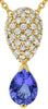 1.78CT DIAMOND & AAA TANZANITE 18KT YELLOW GOLD TEAR DROP LOVE FLOATING PENDANT