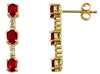 1.37CT DIAMOND & AAA RUBY 14KT YELLOW GOLD OVAL 3 STONE JOURNEY HANGING EARRINGS