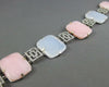 LARGE 2.2CT DIAMOND & AAA WHITE & PINK QUARTZ 14K WHITE GOLD SQUARE FUN BRACELET