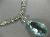 ANTIQUE EXTRA LARGE 41CT DIAMOND & AAA AQUAMARINE 18K WHITE GOLD LARIAT NECKLACE
