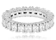 LARGE 3.27CT DIAMOND 18K WHITE GOLD 3D ROUND & ASSCHER ETERNITY ANNIVERSARY RING