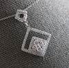 LARGE .60CT DIAMOND 14KT WHITE GOLD 3D ROUND SQUARE GEOMETRICAL FOATING PENDANT