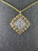 ESTATE .29CT DIAMOND 14KT 2 TONE GOLD 3D PAVE SQUARE FILIGREE BEADED FUN PENDANT