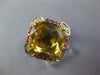 LARGE 5.77CT DIAMOND & AAA PINK SAPPHIRE & CITRINE 14KT YELLOW GOLD SQUARE RING