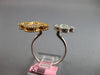 LARGE .66CT WHITE & PINK DIAMOND 18K WHITE & ROSE GOLD FLOWER FILIGREE LOVE RING