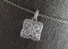 ESTATE .39CT DIAMOND 14KT WHITE GOLD 3D CLUSTER SQUARE FLOWER FLOATING PENDANT