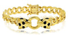 .63CT DIAMOND & AAA SAPPHIRE 14KT YELLOW GOLD 3D DOUBLE PANTHER UNISEX BRACELET