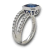 LARGE 2.89CT DIAMOND & AAA SAPPHIRE 18K WHITE GOLD 3D BEZEL CRISS CROSS FUN RING