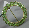 ANTIQUE LARGE 8.05CT AAA PERIDOT 14KT YELLOW GOLD 3D FLOWER CIRCULAR BROOCH PIN