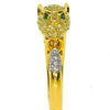 LARGE .60CT WHITE & FANCY YELLOW & AAA EMERALD DIAMOND 18KT YELLOW GOLD FUN RING