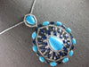 EXTRA LARGE 29.73CT DIAMOND & AAA SAPPHIRE & TURQUOISE 14K WHITE GOLD 3D PENDANT