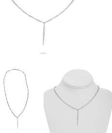 2.78CT DIAMOND 14KT WHITE GOLD 3D CLASSIC GRADUATING BAR LARIAT TENNIS NECKLACE