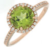 ESTATE 2.16CT DIAMOND & AAA PERIDOT 14KT ROSE GOLD 3D ROUND FRIENDSHIP LOVE RING