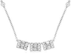 .36CT DIAMOND 14KT WHITE GOLD ROUND & BAGUETTE SQUARE BY THE YARD LOVE NECKLACE