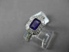 ANTIQUE 1.10CT DIAMOND & AAA AMETHYST 14KT WHITE GOLD HALO SOLITAIRE FUN RING