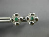 ESTATE .20CT DIAMOND & AAA EMERALD 14KT WHITE GOLD FLOWER SQUARE STUD EARRINGS