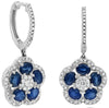 3.30CT DIAMOND & AAA SAPPHIRE 14K WHITE GOLD OVAL & ROUND FLOWER HUGGIE EARRINGS