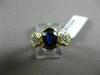 ESTATE WIDE .80CT DIAMOND & AAA SAPPHIRE 14KT 2 TONE GOLD SEMI BEZEL FLOWER RING