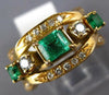 WIDE 1.31CT DIAMOND & EMERALD 18KT YELLOW GOLD BAGUETTE & ROUND ANNIVERSARY RING