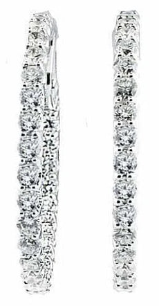 7.89CT DIAMOND 18KT WHITE GOLD 3D ROUND CLASSIC INSIDE OUT HOOP HANGING EARRINGS