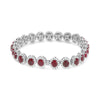LARGE 13.63CT DIAMOND & AAA RUBY 18KT WHITE GOLD 3D ROUND HALO TENNIS BRACELET