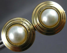 ESTATE AAA SOUTH SEA PEARL 14KT YELLOW GOLD BEZEL CIRCULAR STUD EARRINGS #27161