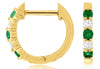 .25CT DIAMOND & AAA EMERALD 14KT YELLOW GOLD 3D 5 STONE HUGGIE HANGING EARRINGS