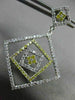 LARGE .74CT WHITE & FANCY YELLOW DIAMOND 14KT WHITE GOLD SQUARE HANGING EARRINGS